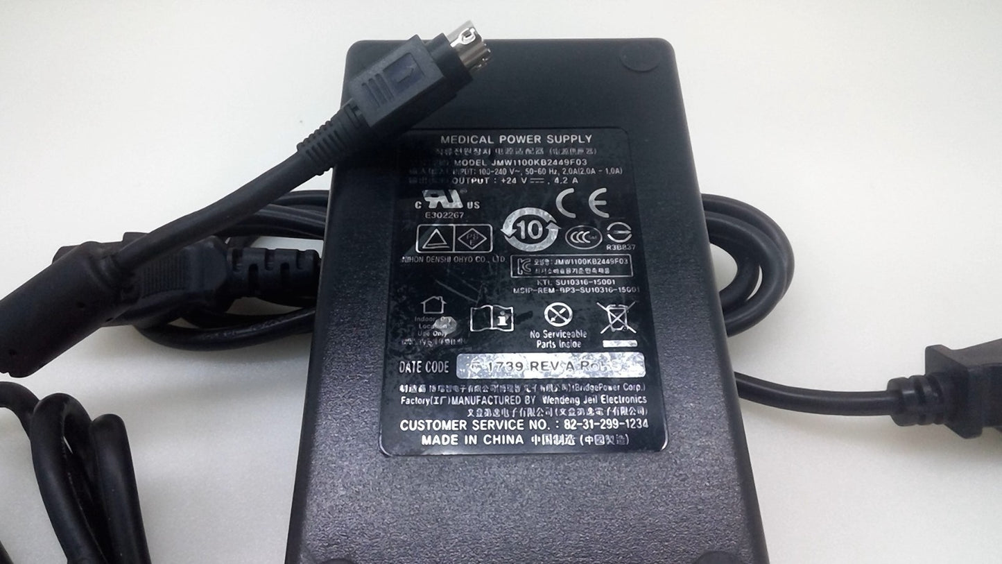 Original Medical Power Supply JMW1100KB2449F03 AC/DC Adapter 24V 4.2A 100W