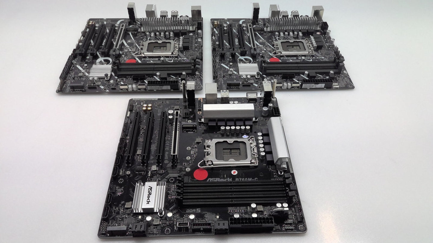 Lot of 3 *For Parts* 2x ASUS prime B760M-A AX6 & ASRock B760M-C Not work No WIFI