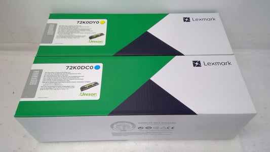 Set of 2 Lexmark Color Return Program Developer Kit cyan 72K0DC0 yellow 72K0DY0