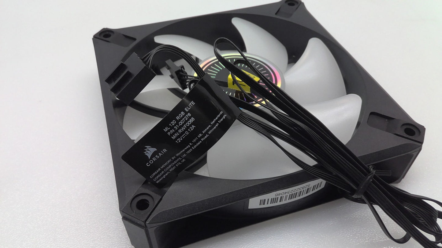Corsair RWF0068 ML RGB Multicolor Cooling Fan Black 12VDC 0.12A 4-Pin 31-007278