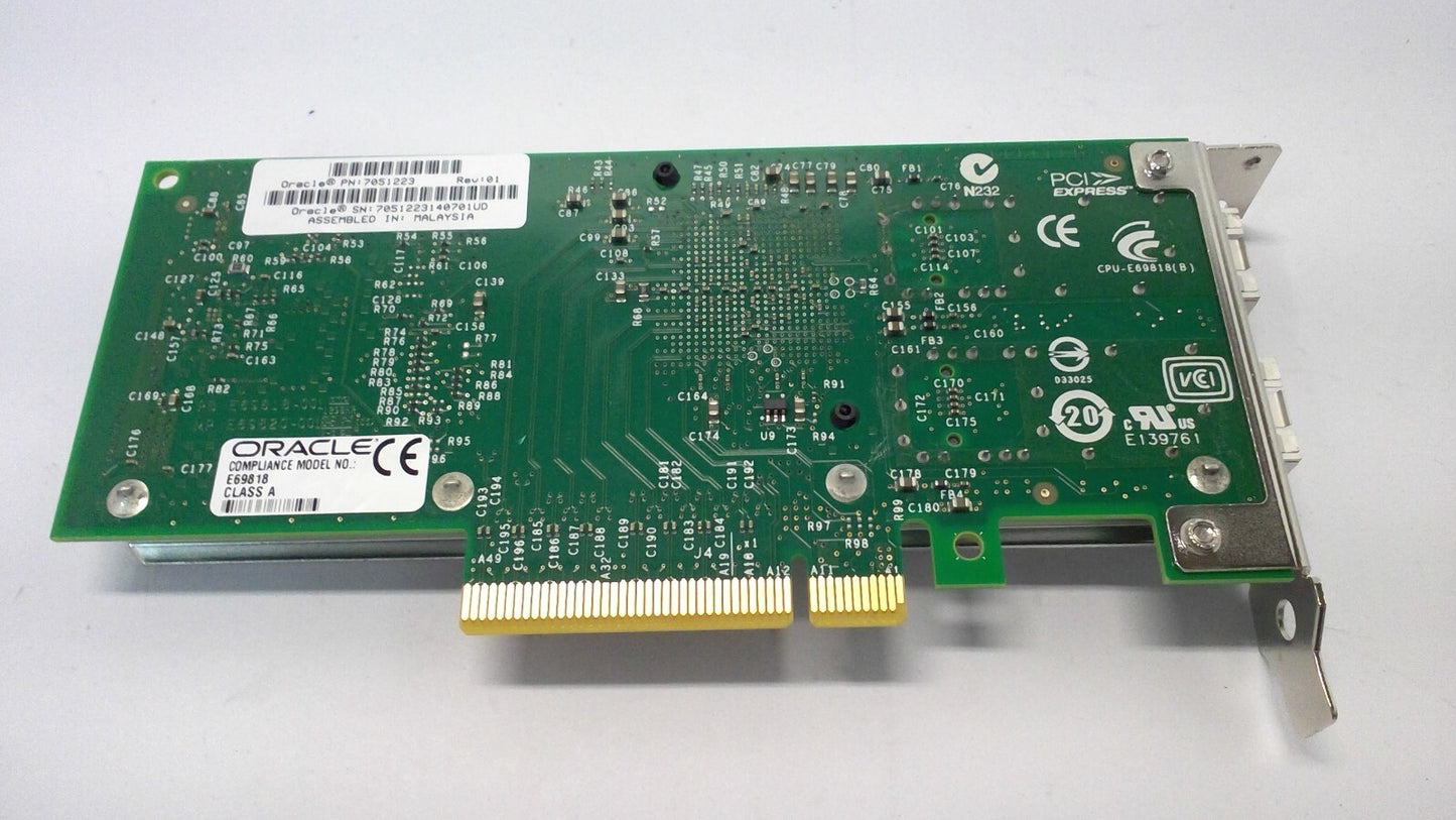 ORACLE Intel 7051223 Dual Port SFP 10GB E69818 PCI-E X520-DA2 Network Card LP