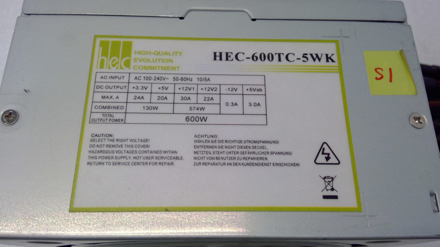 HEC-600TC-5WK  600W ATX Power Supply
