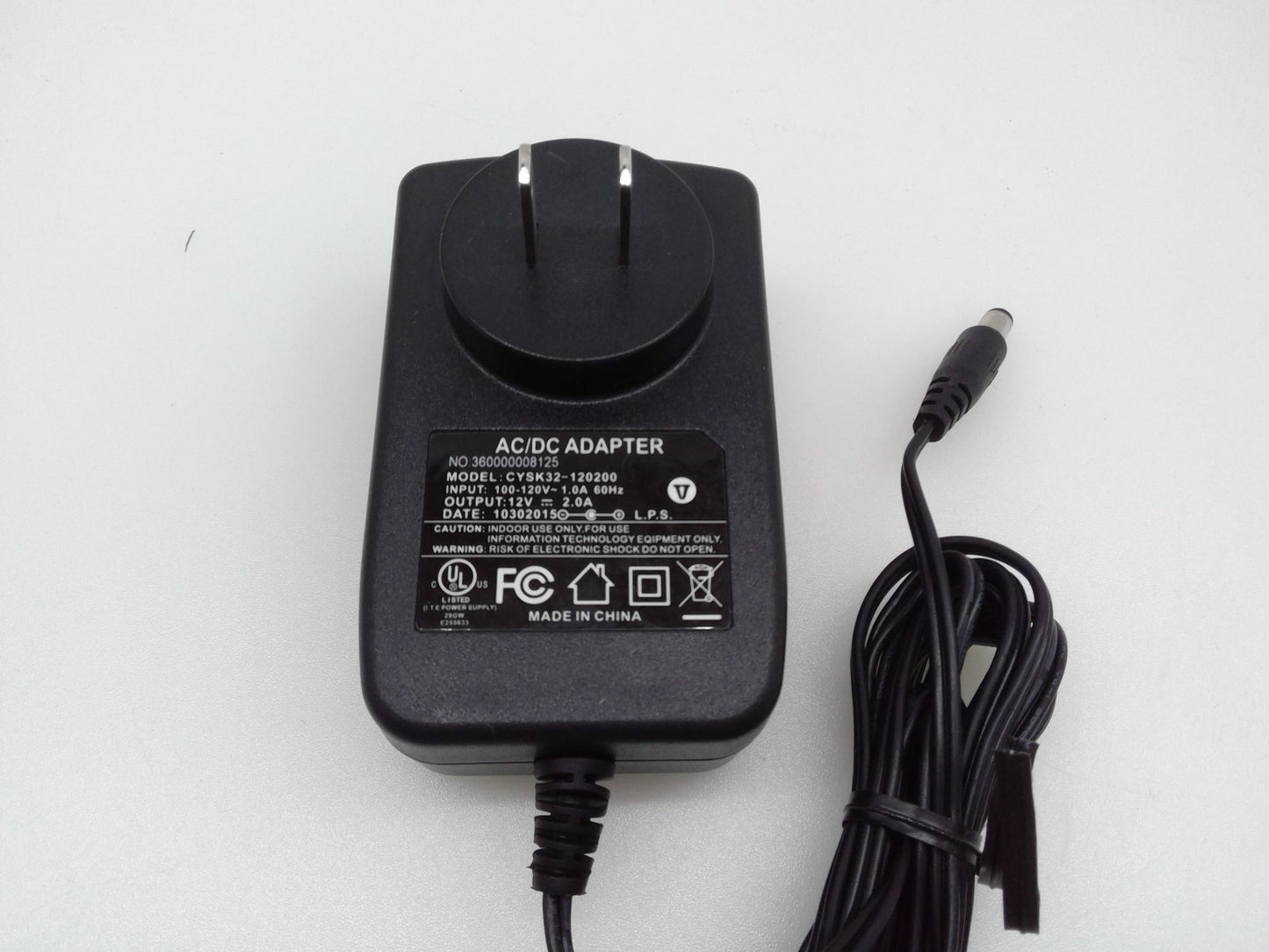 12V 2.0A/2000mA  AC/DC  Adapter Charger Power supply 5.5*2.1mm CYSK32-120200