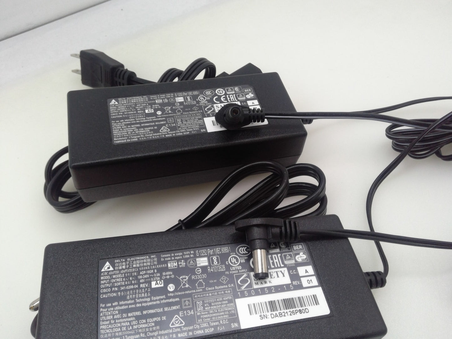 Lot of 2 Genuine Delta Electronics ADP-18GR B Power Supply Adapter 48V 0.375A