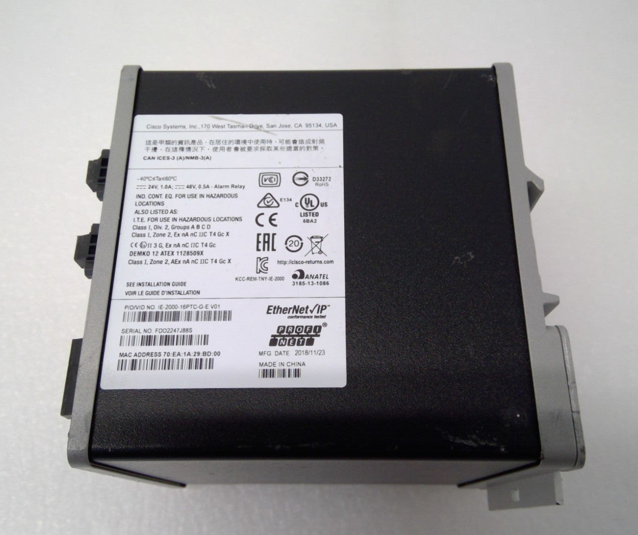 Cisco IE-2000-16PTC-G-E Managed Industrial Switch PoE 16-Port