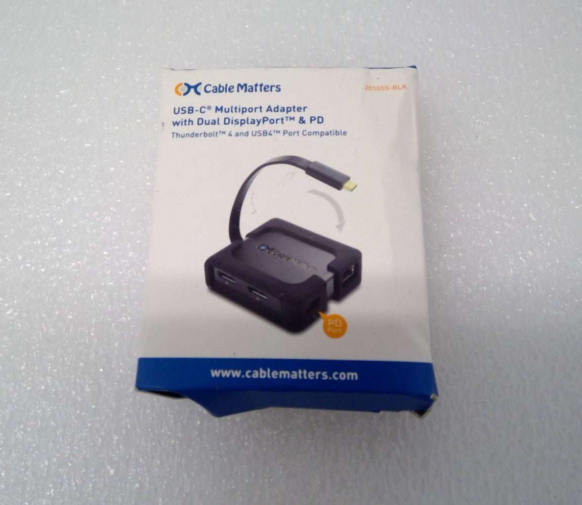 Cable Matters USB-C Multiport Travel Dock w/ Dual 4K DisplayPort & PD 201055-BLK