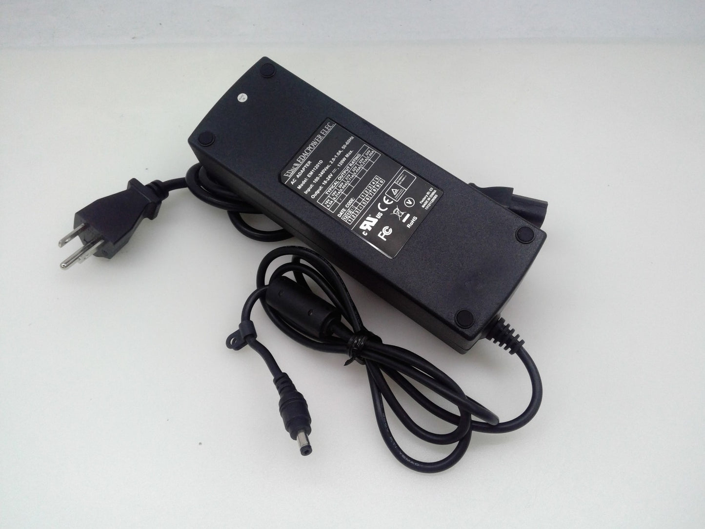 Genuine EDAC EM11201D 4.8*1.7mm 120W Power Supply Adapter Charger W/Power cord