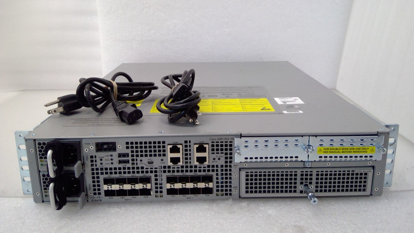 Cisco ASR1002-HX Aggregation Services Router Dual ASR1000-AC-750W 8X10GE 8X1GE