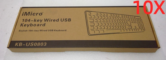 LOT OF 10 iMicro KB-US0803 104-Key Wired USB English Keyboard (Black)