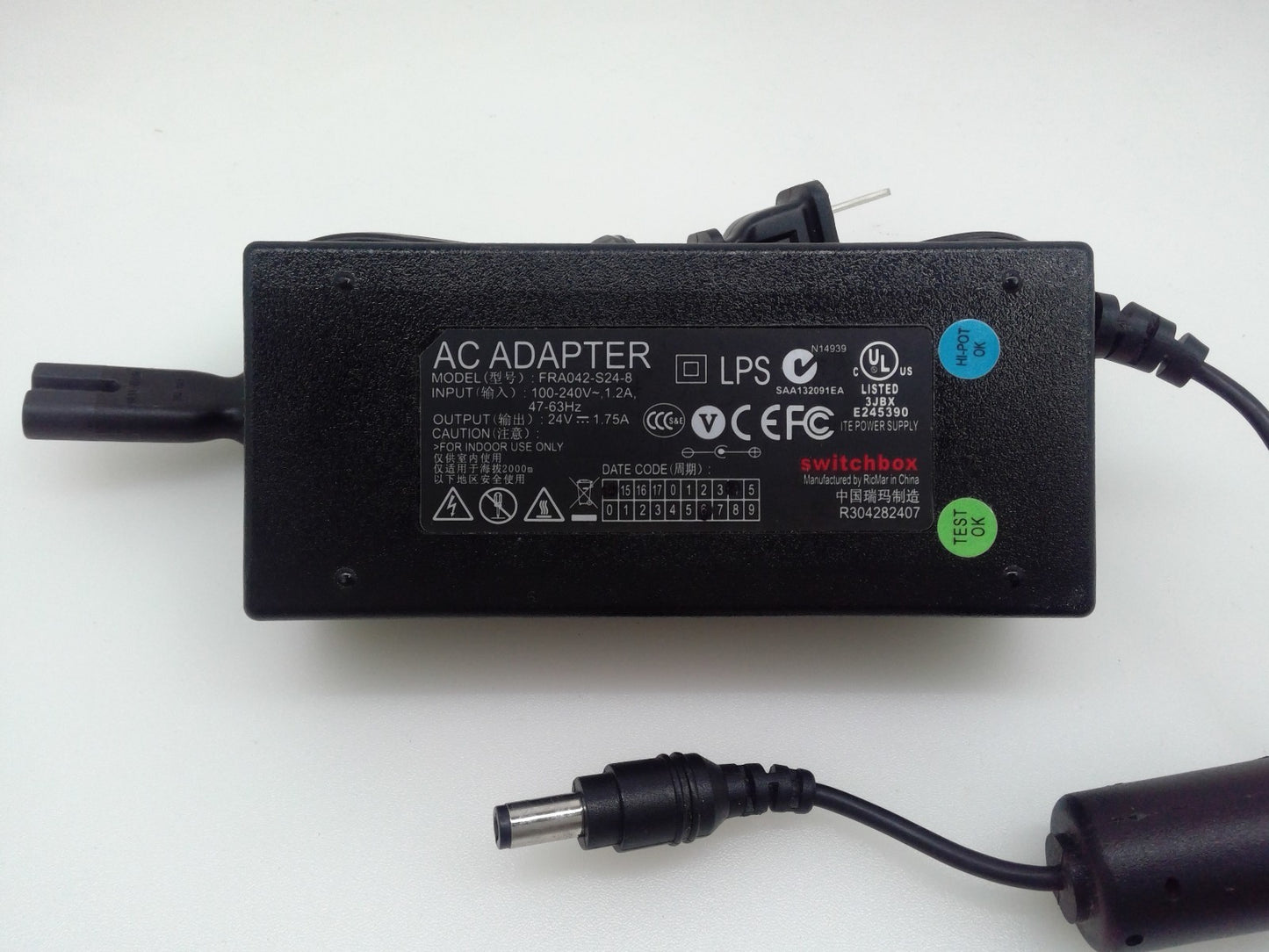 Switchbox AC Adapter FRA042-S24-8 24V-1.75A Charger Power Supply 5.5*2.5mm