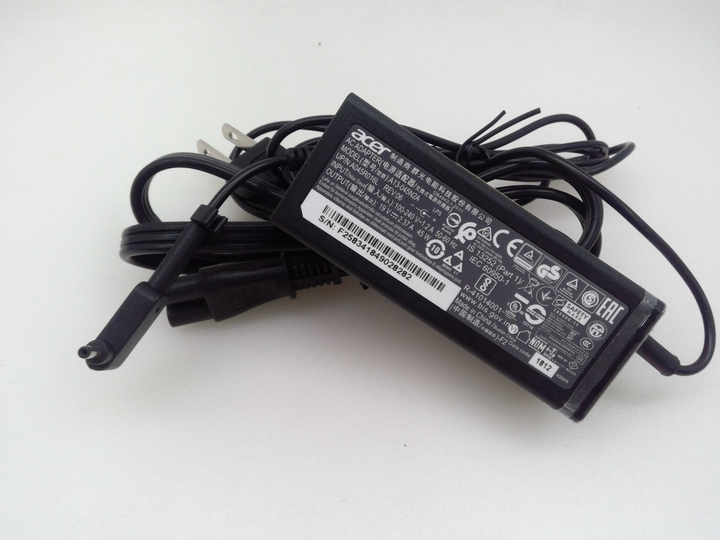 Acer Chromebook CB3-111 Notebook Ac Power Supply Adapter & Cord A13-045N2A 45W