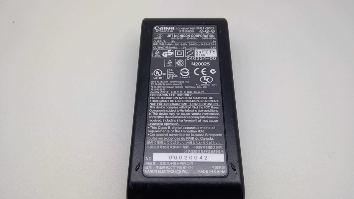 Genuine Canon MG1-3607 16V 1.8A AC Adapter imageFORMULA Scanner OEM