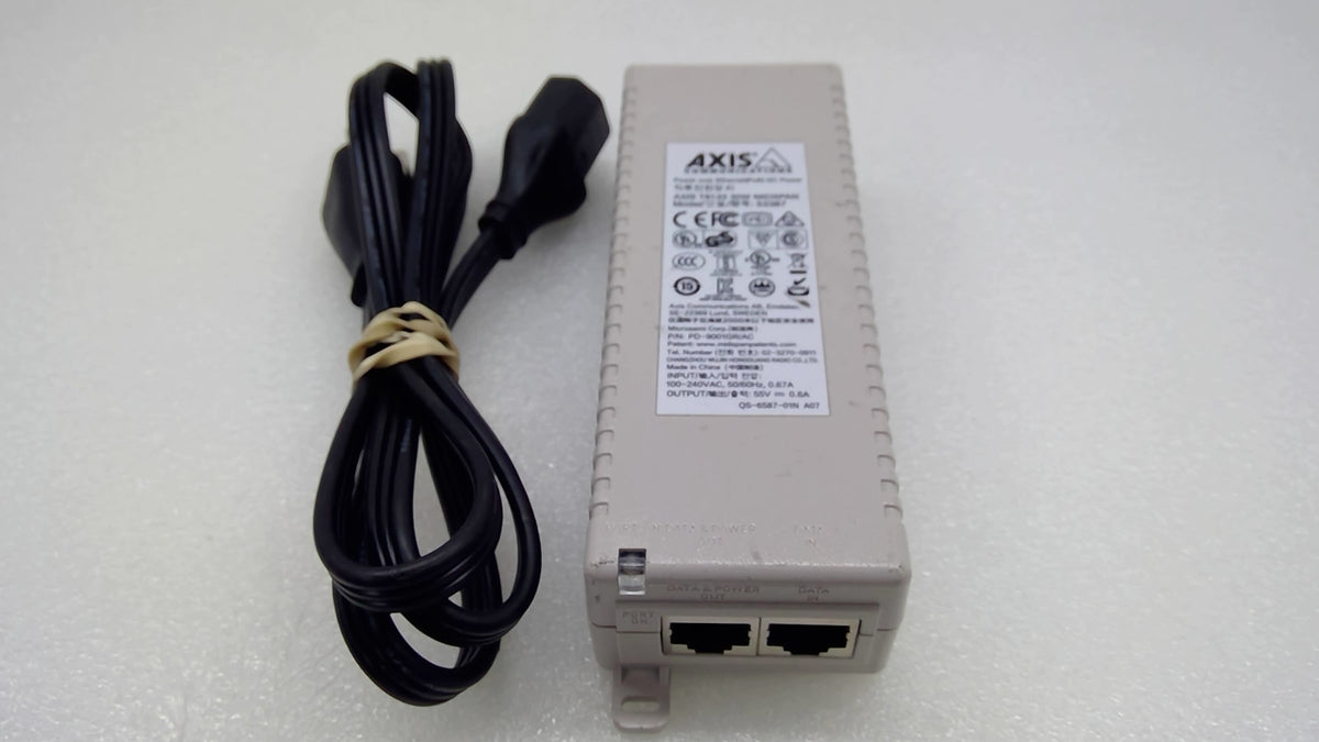 AXIS T8133 5033-071 30W Gigabit PoE+ Midspan Injector 55V 0.6A w/ Power Cord