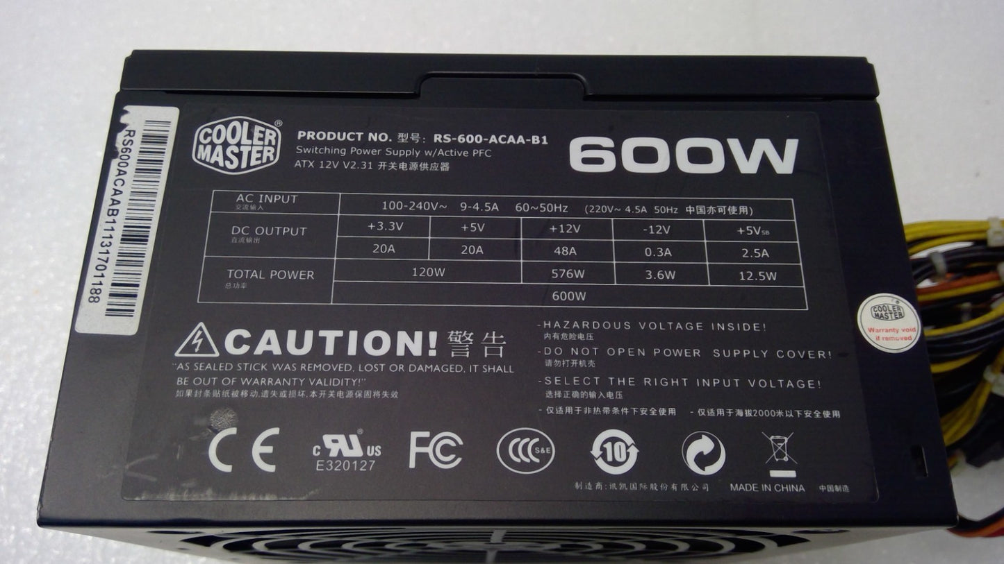 Cooler Master 600W Power Supply PSU RS-600-ACAA-B1   ATX