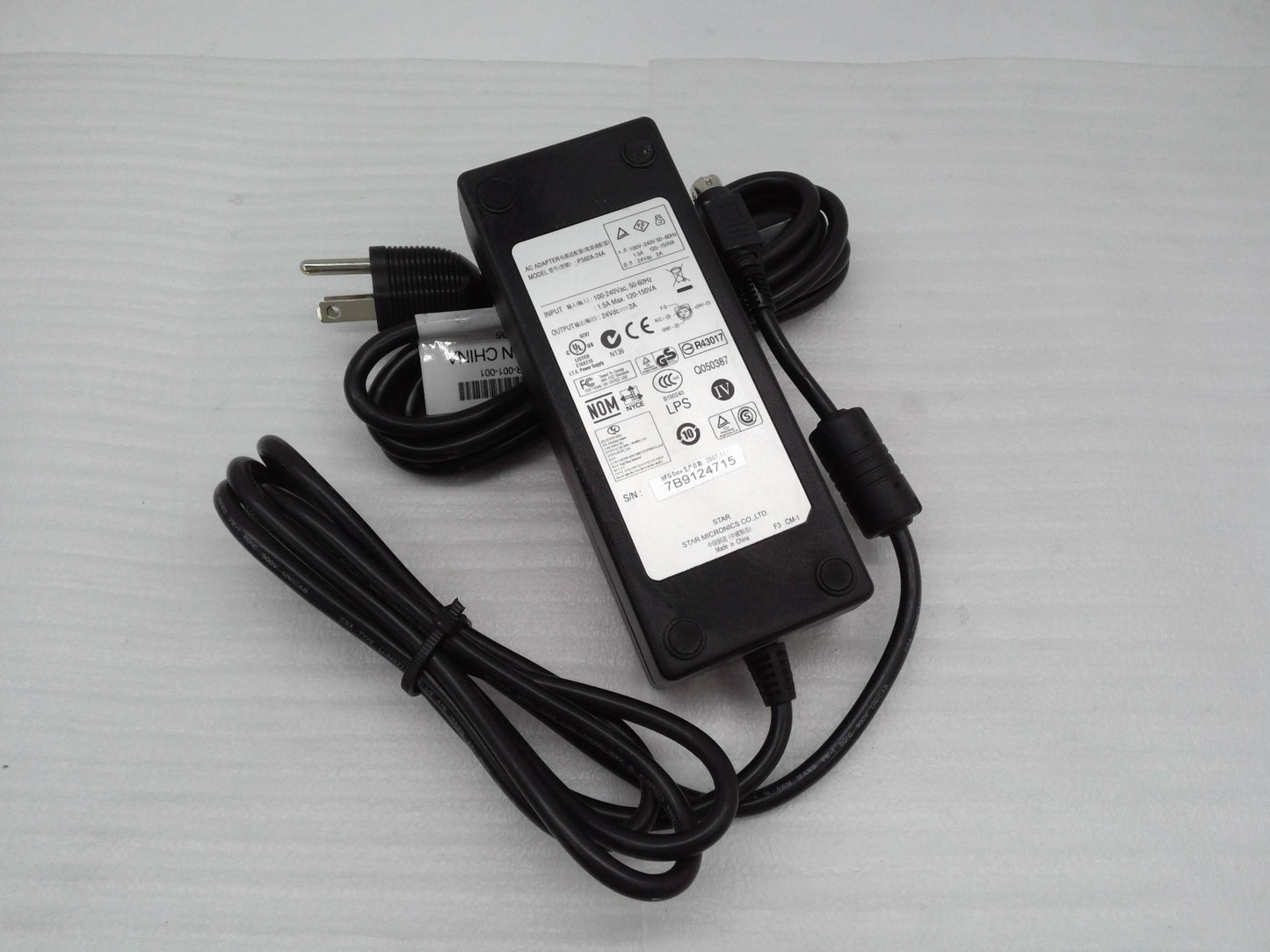 Star Micronics 24V 2A AC Power Supply Adapter PS60A-24A 3 PIN
