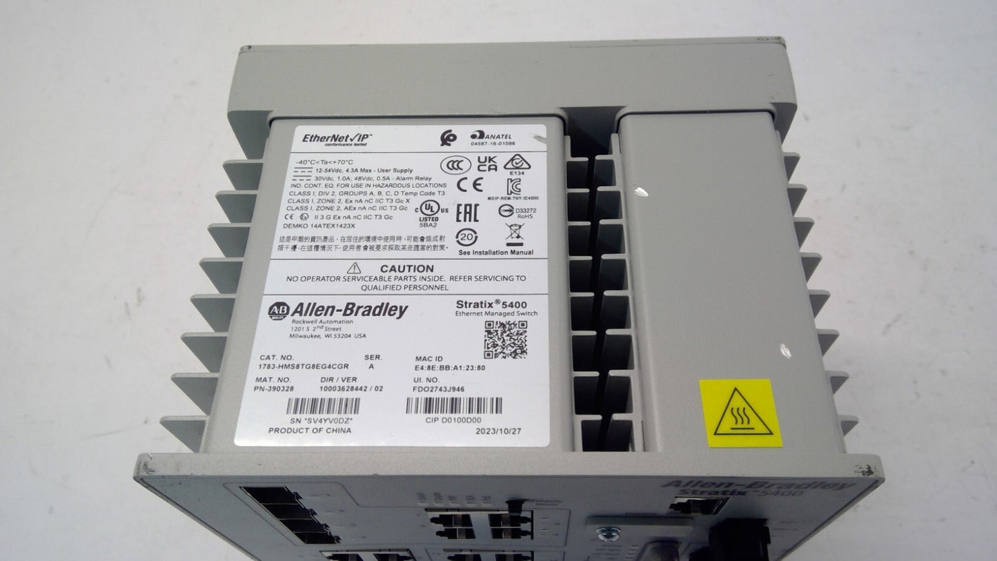 Allen Bradley Stratix 5400 1783-HMS8TG8EG4CGR /A Ethernet Mng Switch