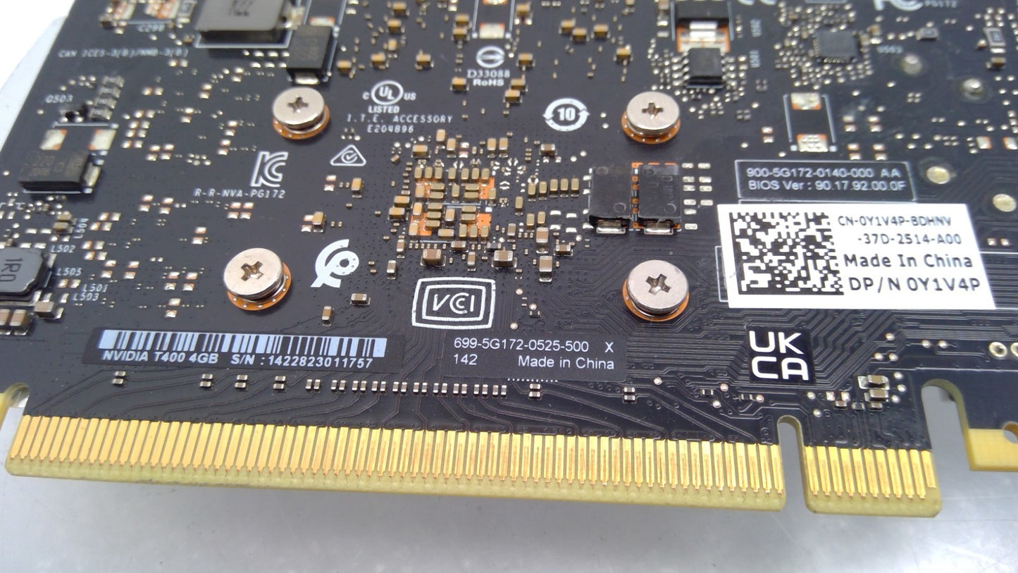Dell Y1V4P NVIDIA Quadro T400 3x Mini DisplayPort 4GB GDDR6 Video Graphics Card
