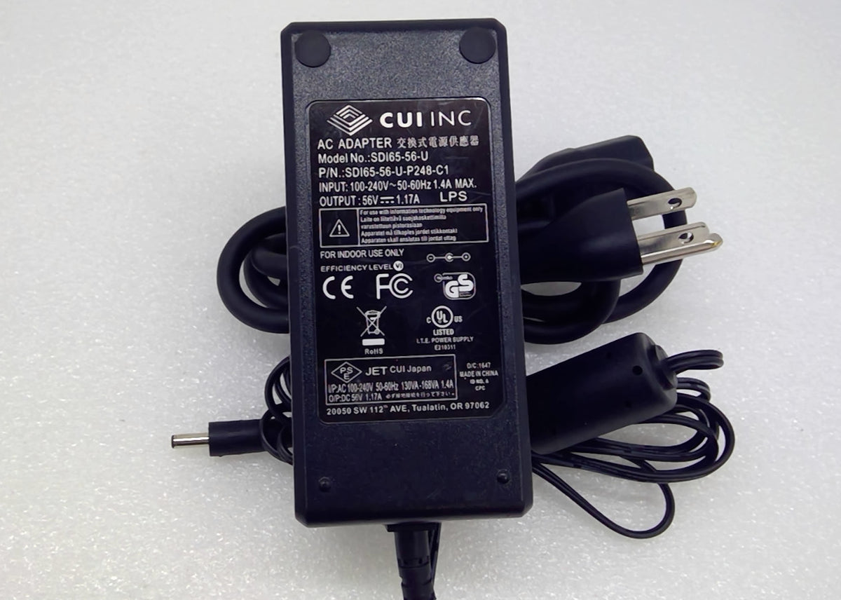 Genuine CUI SDI65-56-U 56V 1.17A 65W AC/DC Power Supply Adapter