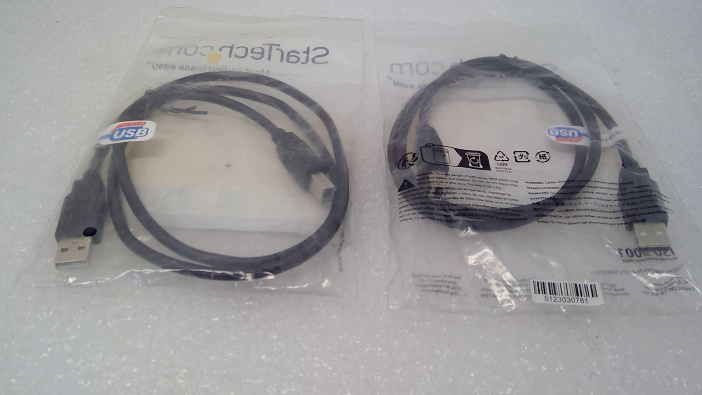 LOT OF 2 StarTech USB2HAB3 3ft(0.9M) USB 2.0 A to B Cable MALE/MALE