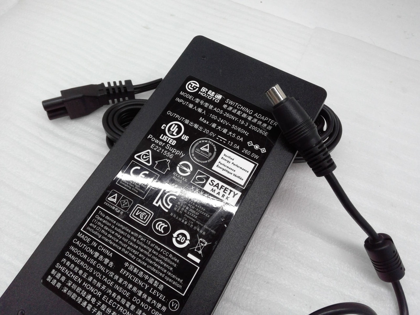 Original HOIOTO ADS-260NY-19-3 200260E 20V 13A 260W AC  Adapter 7.9x5.5mm