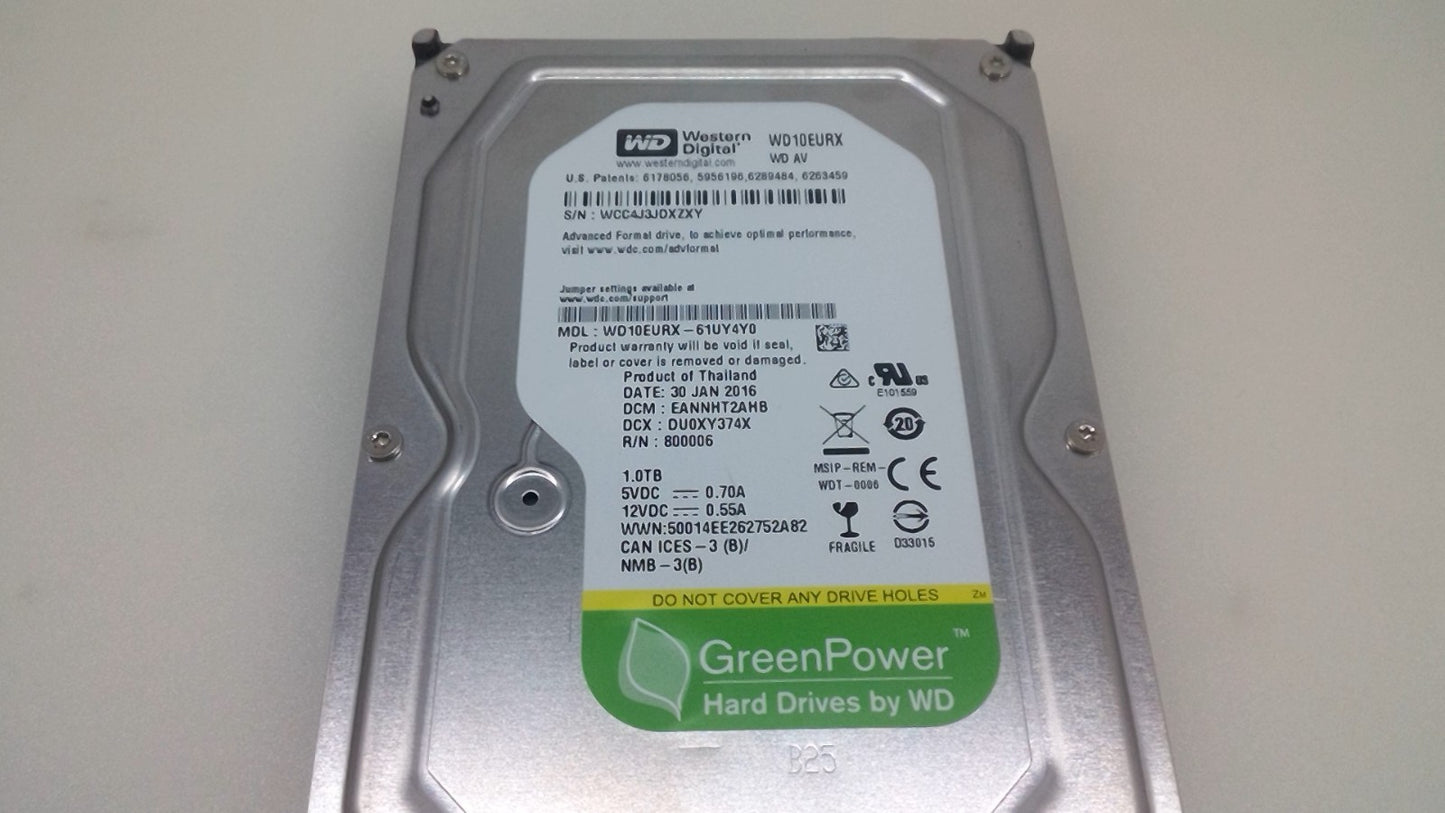 Western Digital GreenPower WD10EURX-61UY4Y0 Hard Drive 1 TB SATA 3.5" HDD