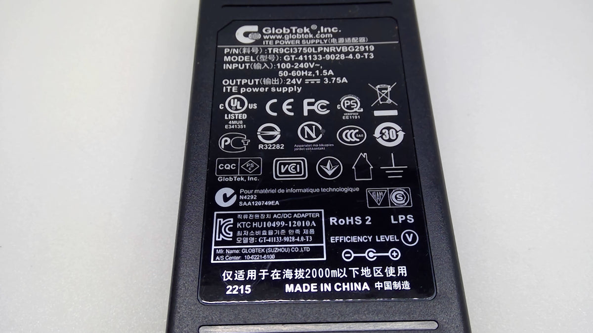 GlobTek 90W AC Adapter GT-41133-9028-4.0-T3 24V 3.75A 5.5x2.5mm