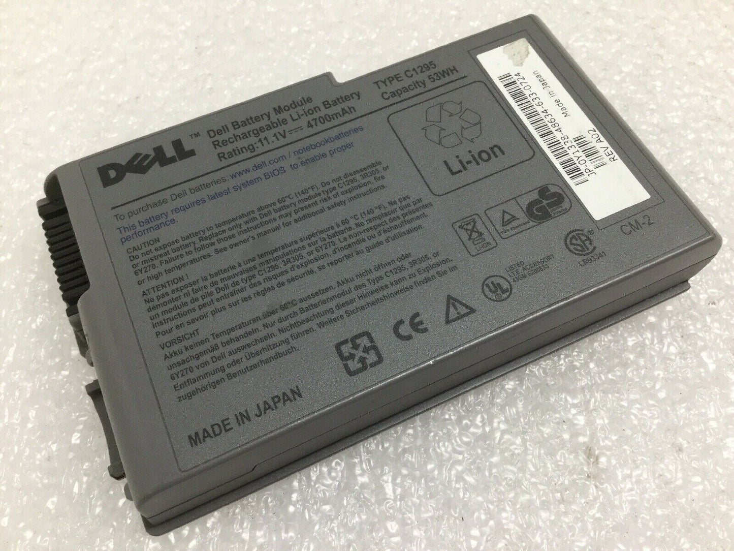 Original Dell Laptop Battery C1295 3R305  for Dell Latitude D520 D500 D600 D610