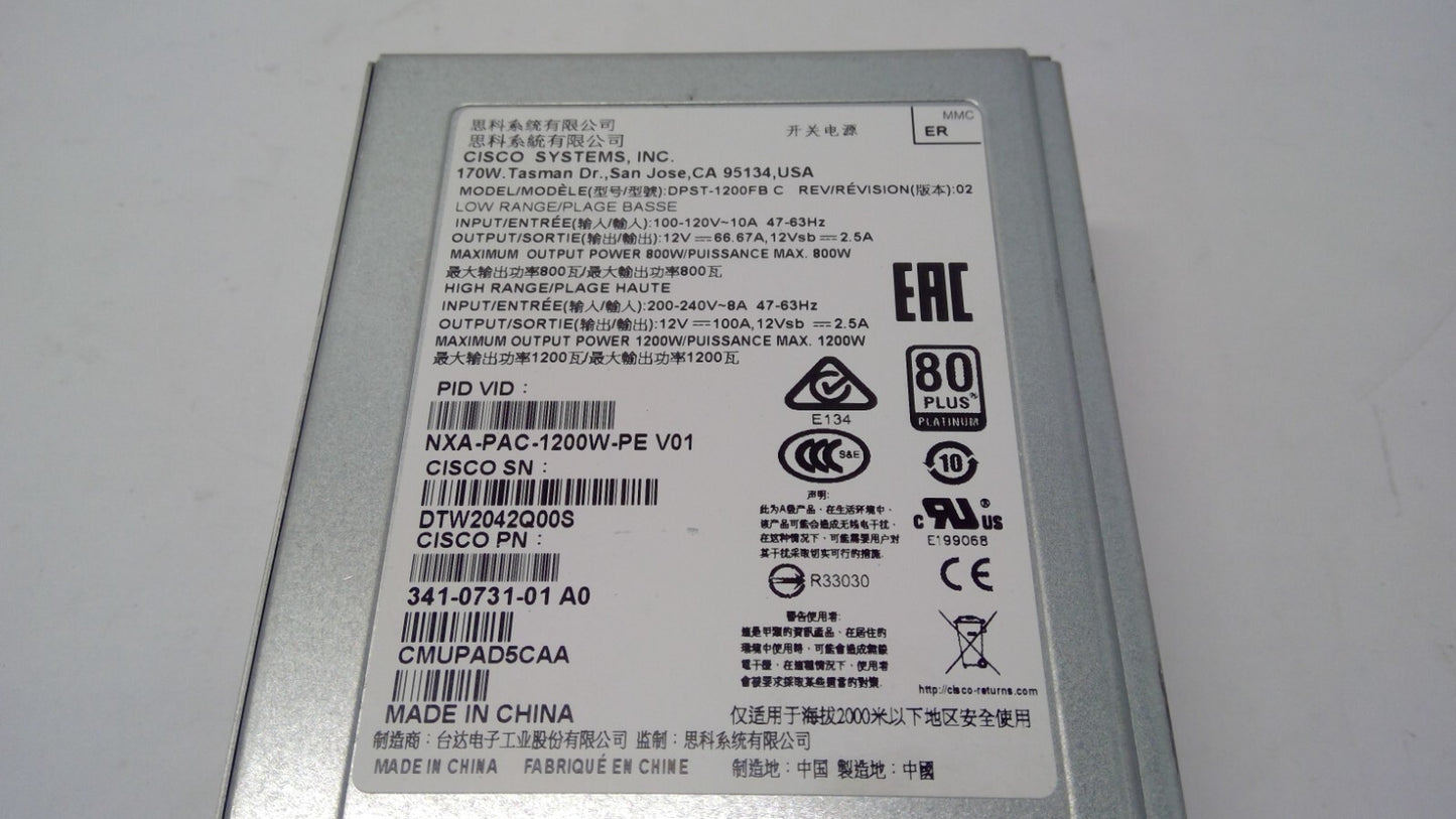 Cisco NXA-PAC-1200W-PE DPST-1200FB Power Supply 341-0731-01