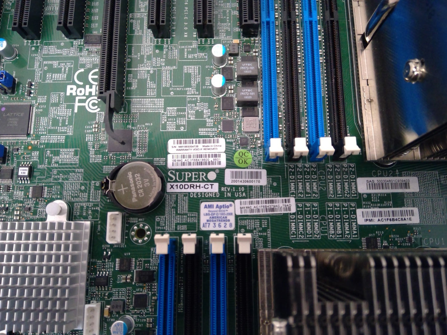Supermicro X10DRH-CT Intel LGA2011 ATX Motherboard W/Headsink &2 Xeon E5-2640 V4