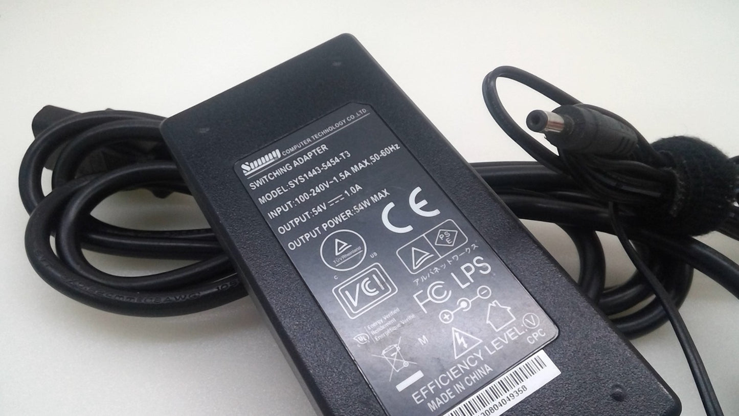 Genuine Sunny SYS1443-5454-T3 54V 1A Switching Adapter Power Supply Tip 4.0*1.35