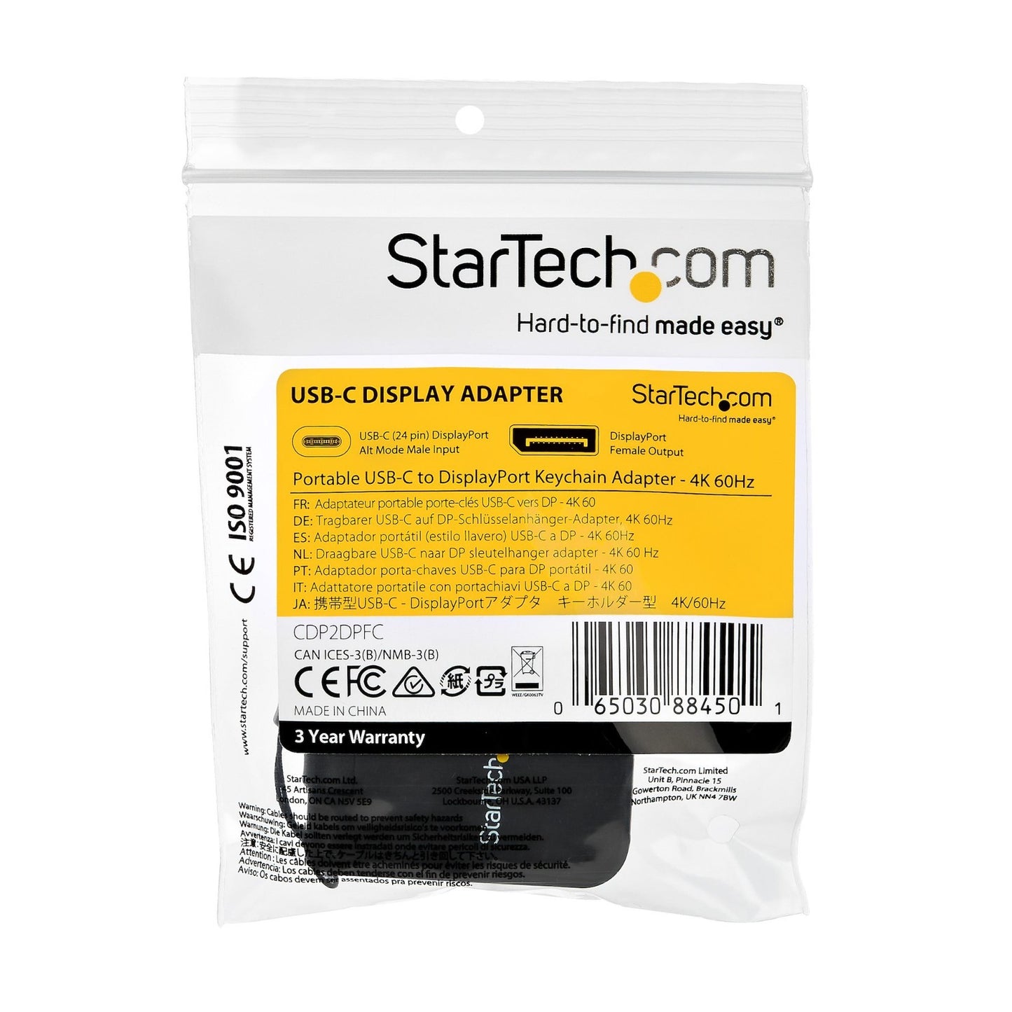 NEW Startech Portable USB-C to DisplayPort Key Adapter 4K CDP2DPFC