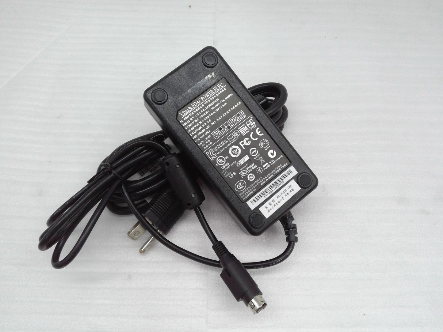 Original EDAC 12V 5A AC Adapter EA10521C-120 Power Supply  Charger 4-Pin