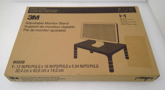 3M MS85B Adjustable Monitor Stand Desktop Riser for Laptop/Monitor, Black