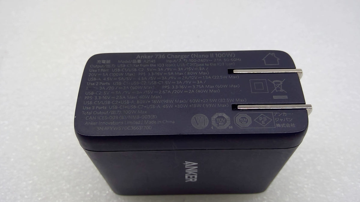 Anker 736 A2145 100W 3-Port USB-C Wall Charger for MacBook iPhone Samsung
