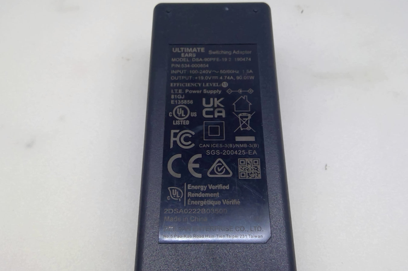 Ultimate Ears DSA-90PFE-19 2 19V 4.74A 90W AC Power Adapter534-000854 W/Cord