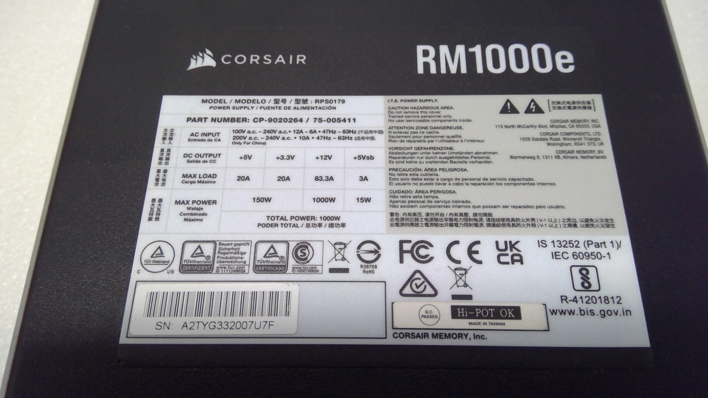 Corsair RM1000e80 Plus Gold 1000W Fully Modular Power Supply