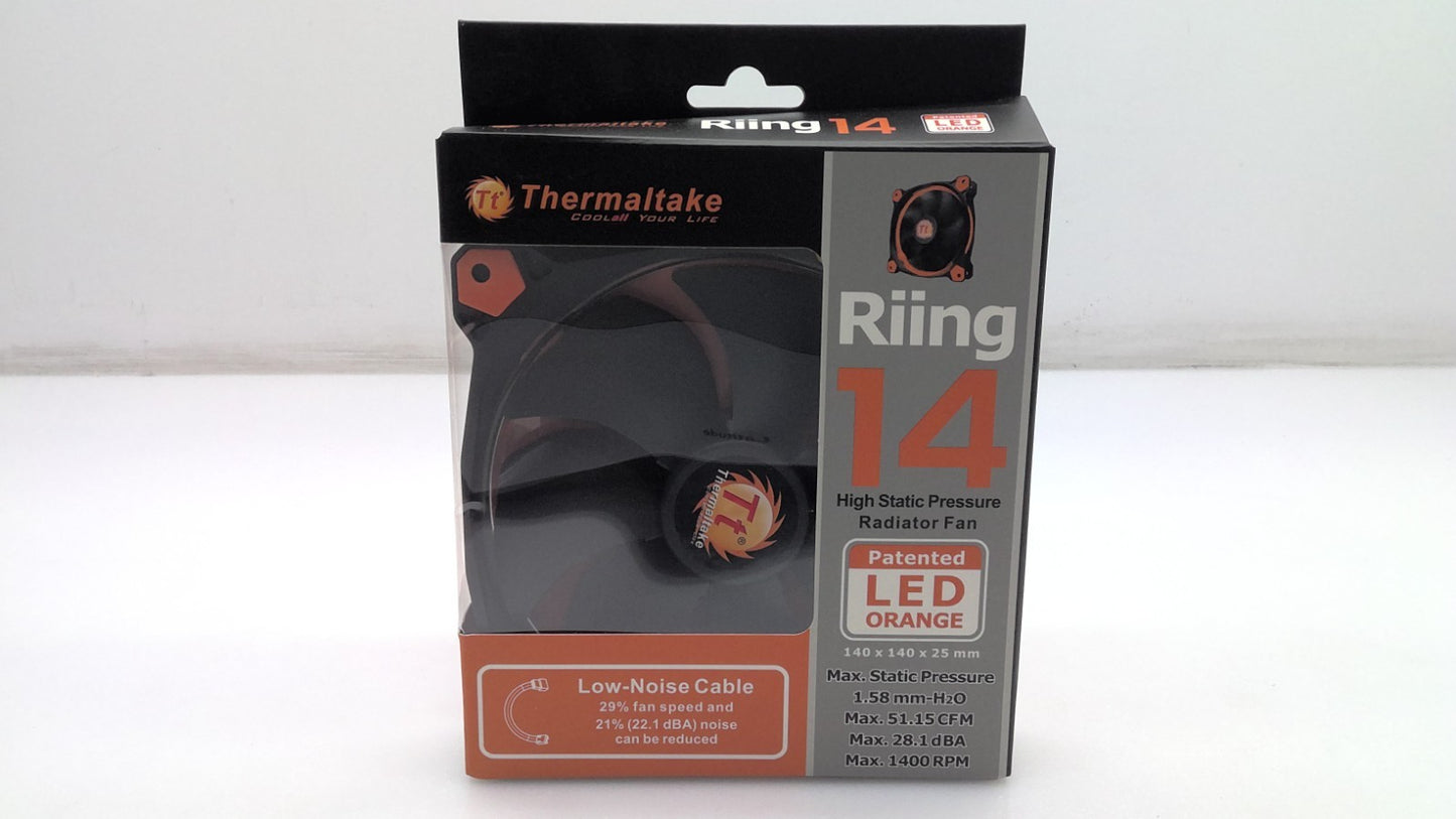 ThermalTake Riing 14 LED Orange Case Fans 140X140X25 LED LNC, CL-F039-PL14OR-A
