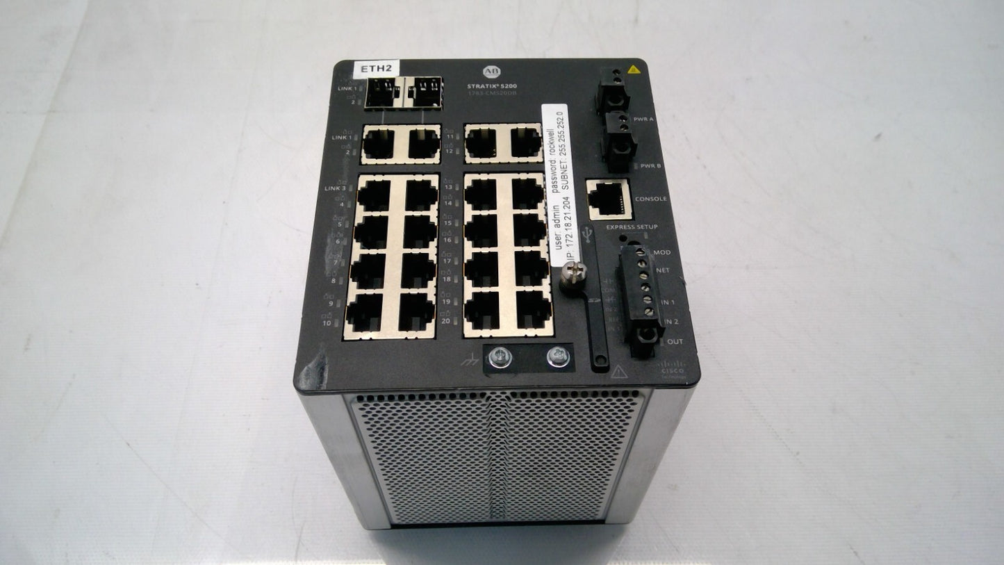 Allen Bradley 1783-CMS20DB Stratix 5200 Managed EtherNet Switch