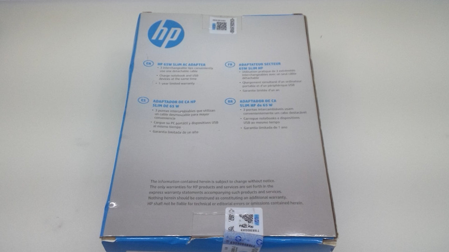 HP 65W Slim AC Adapter G6H47AA#AA w/ 3 Interchangeable Tips *Factory Sealed*