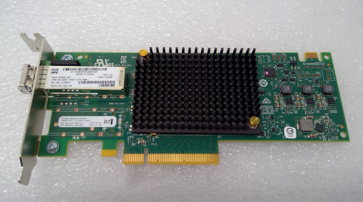 HPE Q0L13A SN1200E 16Gb 1 Port Fibre Channel HBA 870001-001 W/1x16G SFP
