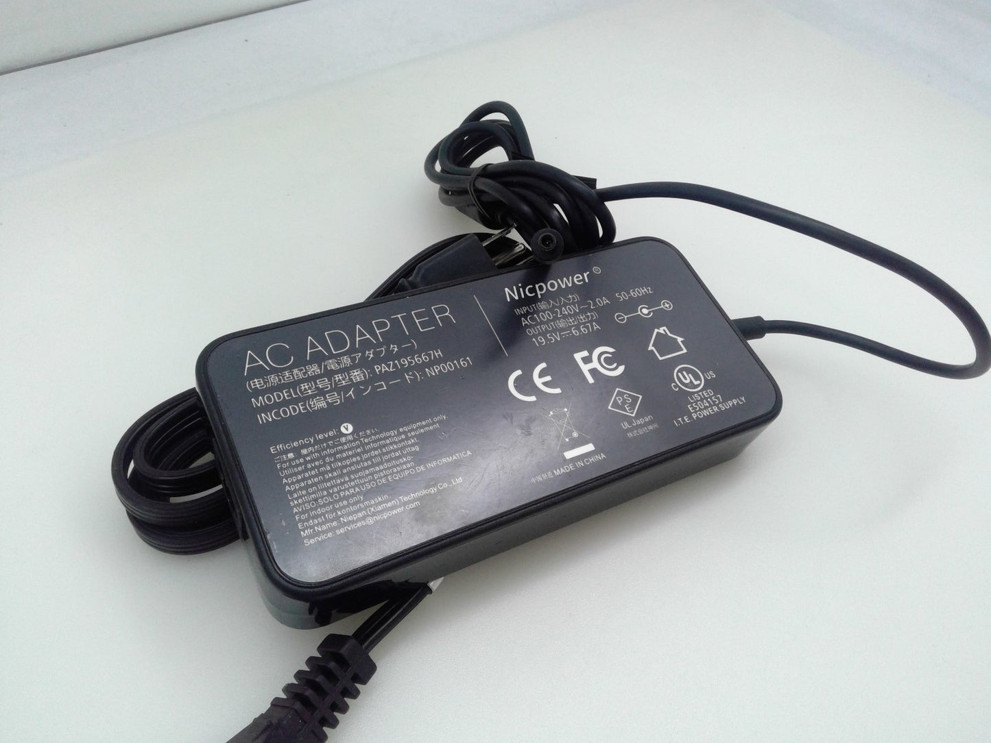 Original Nicpower AC Adapter Charger 19.5V 6.67A 4.5×3.0mm Tip – PAZ195667H