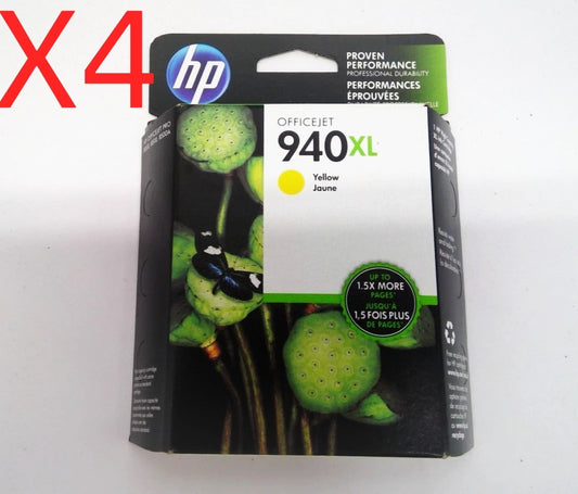 Lot of 4 NEW GENUINE - HP 940XL Yellow INK CARTRIDGE - C4909AN