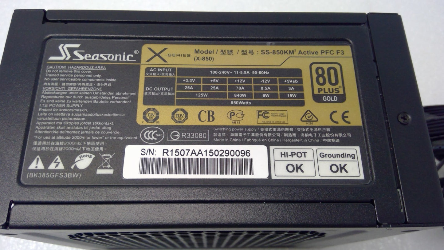 Seasonic SS-850KM X Series 850W 80 Plus Gold Modular ATX Power Supply