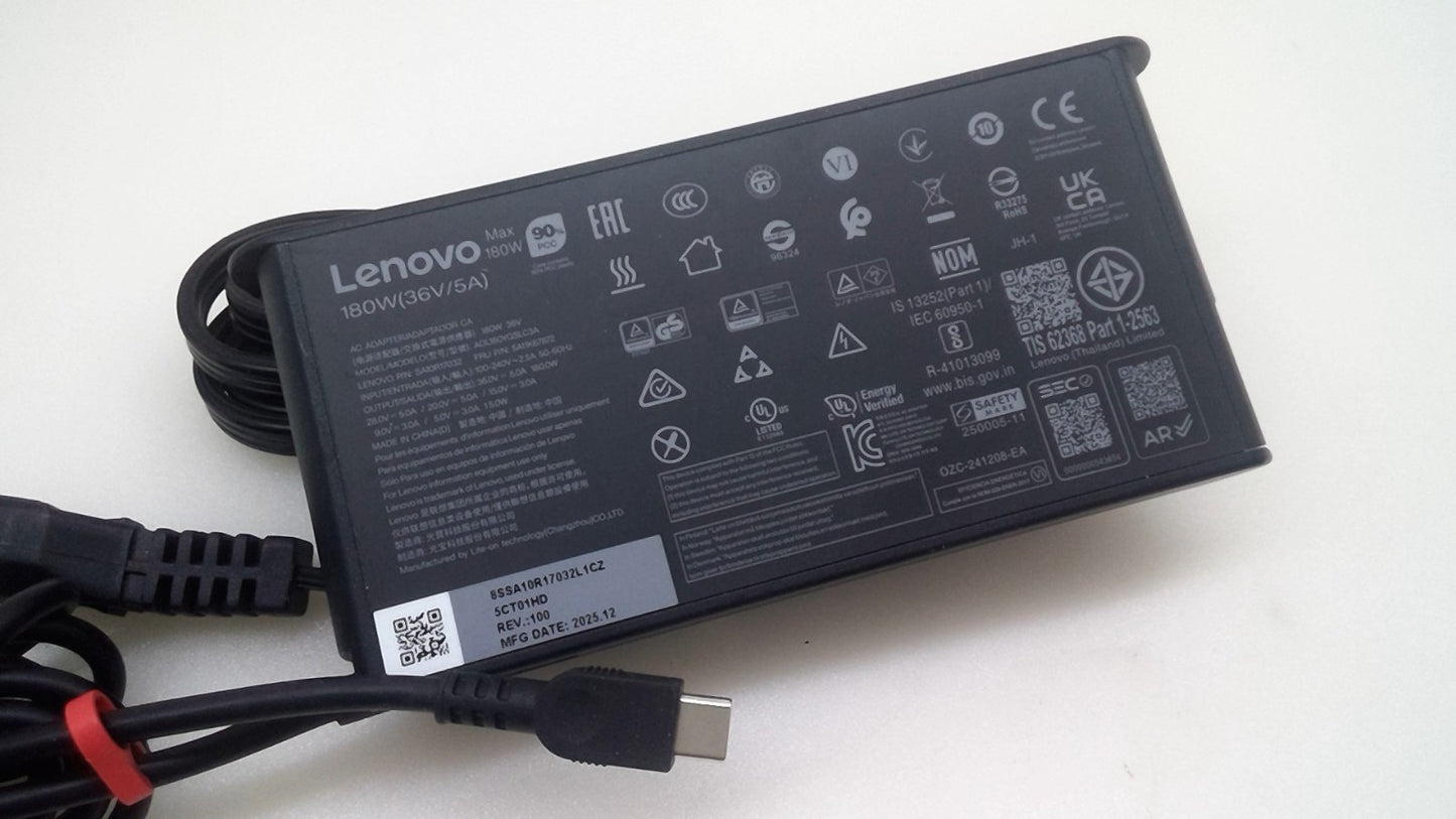 OEM Lenovo 180W 36V 5A USB-C Laptop Charger TYPE C Adapter ADL180YGSLC3A