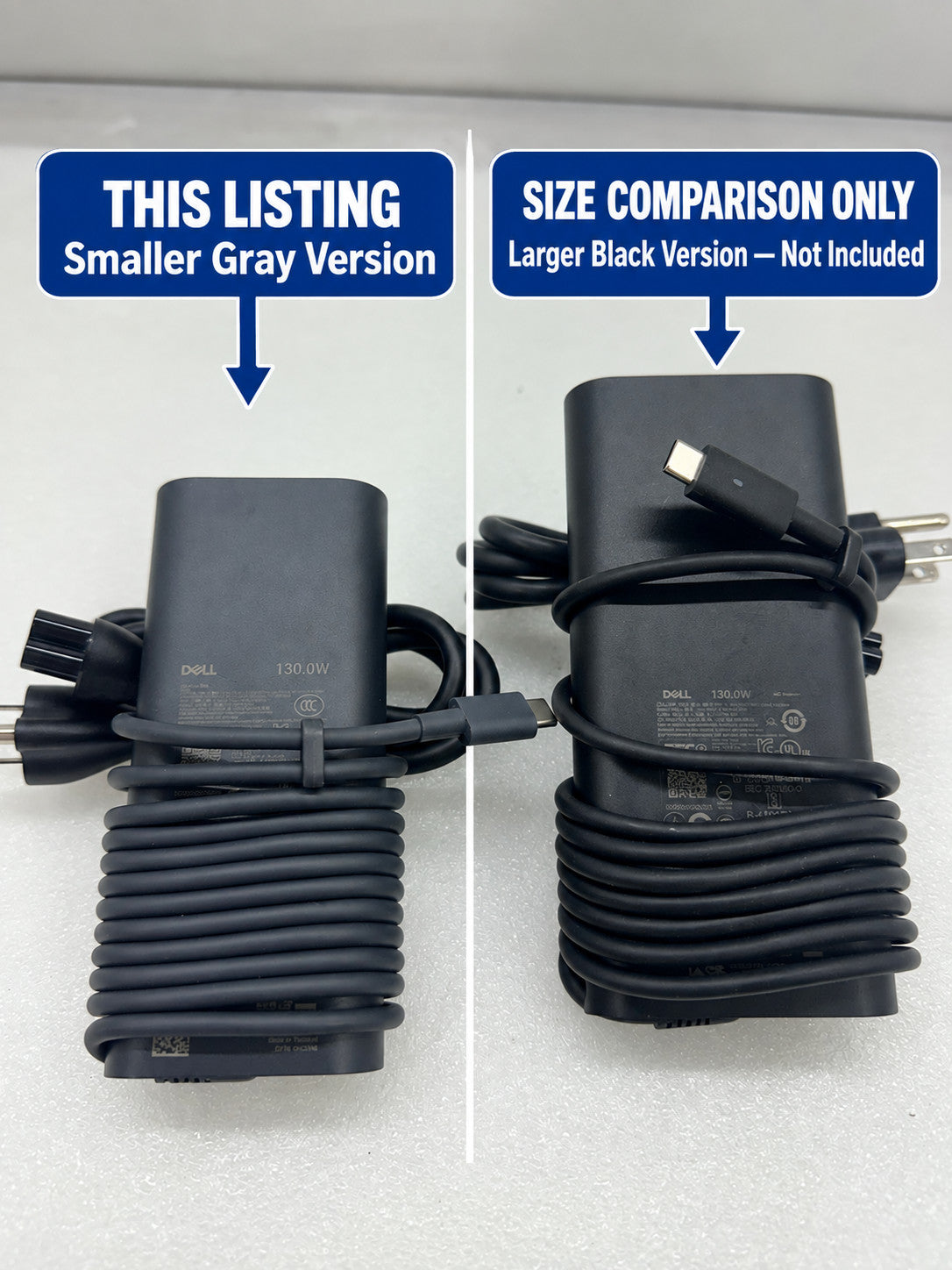 Genuine Dell 130W USB-C GaN Slim AC Adapter HA130PM230 0KC2N6 Gray OEM
