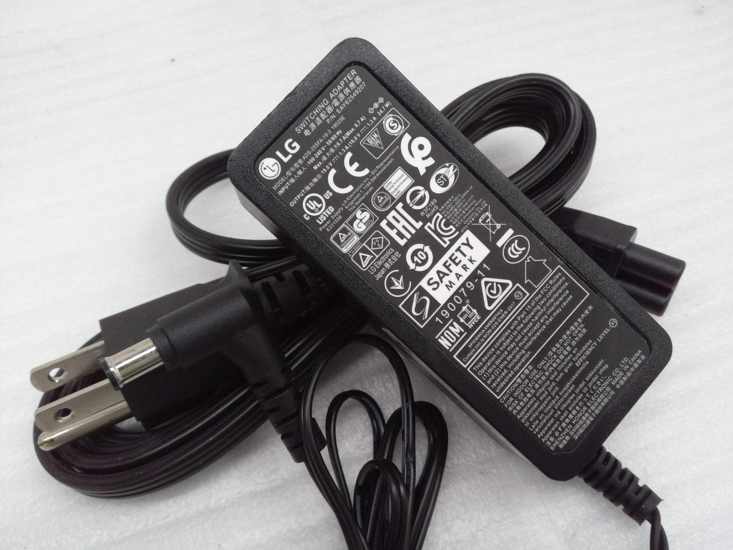 Original LG 24EA430V 24" LED Monitor ADS-25SFA-19-3 19025E AC Adapter&Cord Black