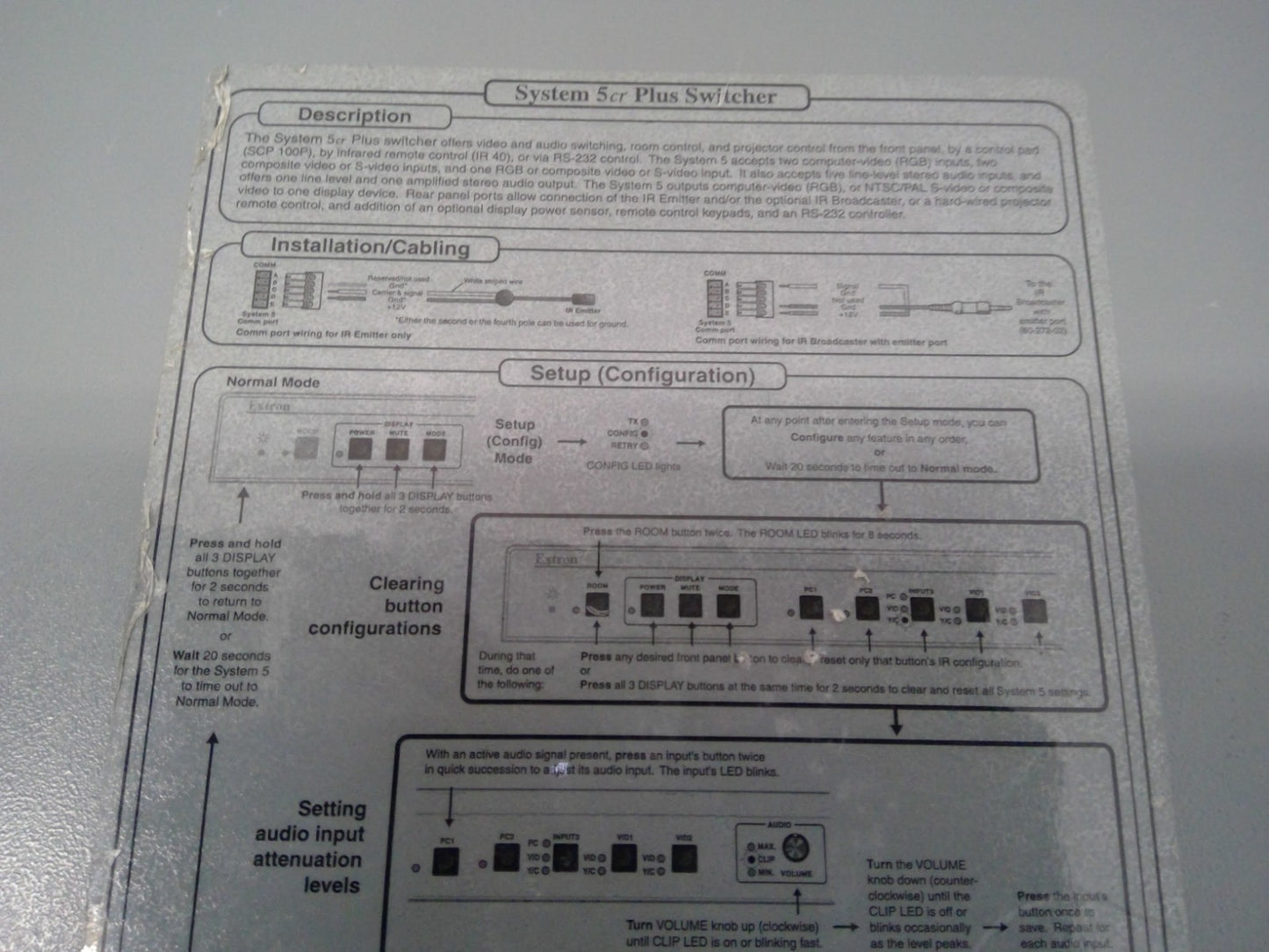 Extron SYSTEM 5CR Plus 5-Input 1Output Composite S-Video Computer-Video Switch