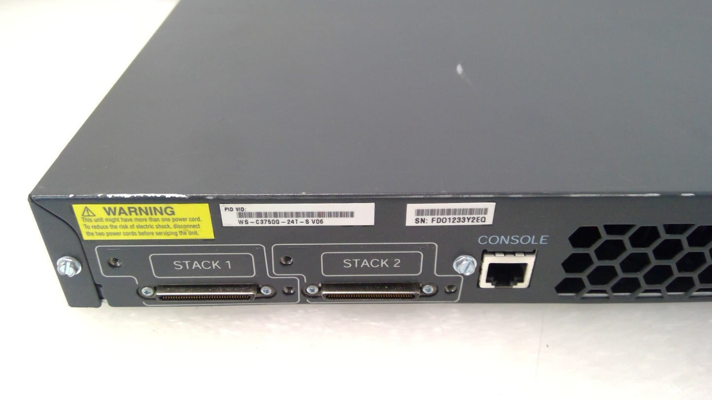 Cisco Catalyst WS-C3750G-24T-S 24 Port Managed Gigabit Ethernet Switch