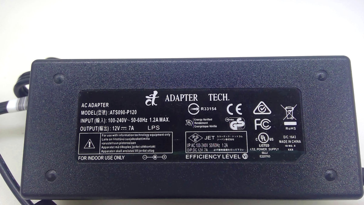 Adapter Tech ATS090-P120 84W 12V 7A AC/DC Power Adapter Charger w/ Cord