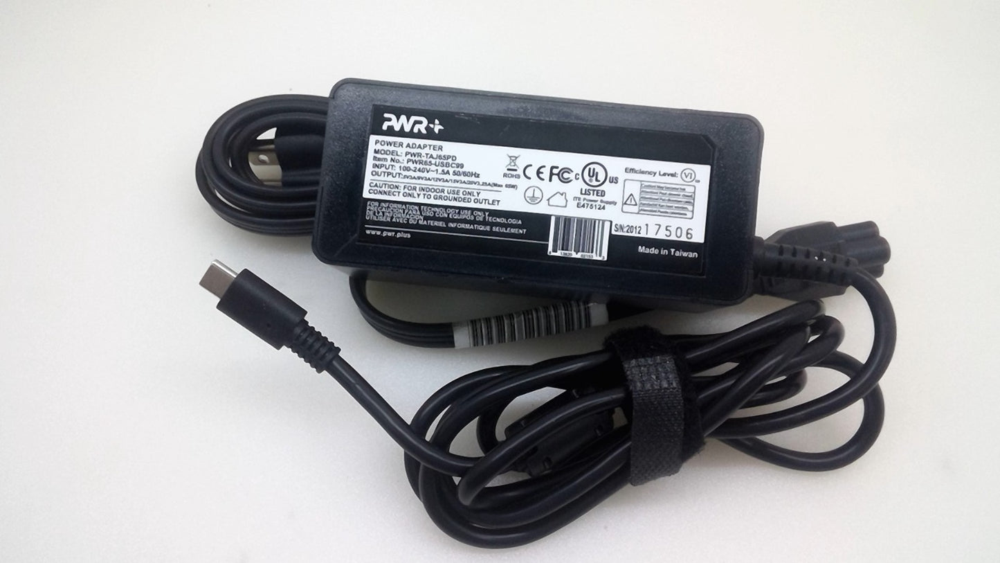 PWR+ USB-C Laptop Charger Power Adapter 65W  for Lenovo Yoga PWR-TAJ65PD